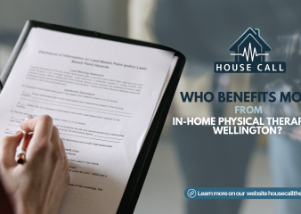 Physical therapist taking notes on at-home physical therapy appointment in Wellington, Florida